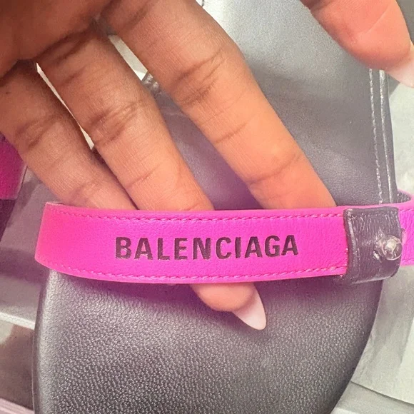 Balenciaga Pink and Black Sandals with Sleek Design
